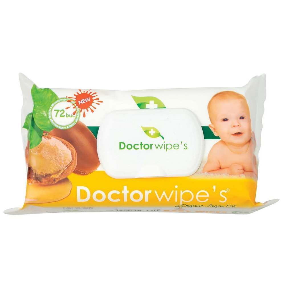 DOCTOR WIPES Servetele umede cu ulei de Argan 72 bucati in cutie cu capac
