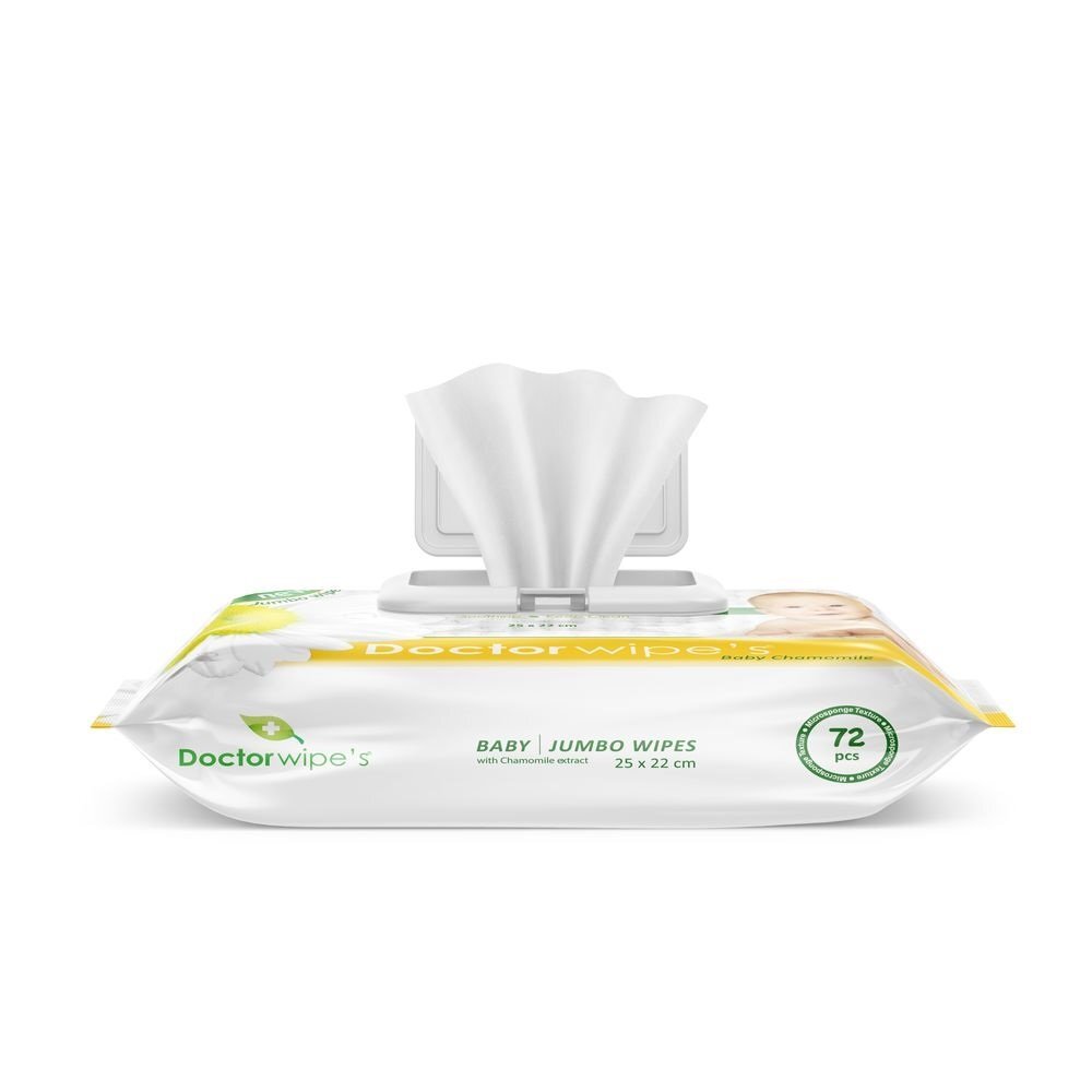 DOCTOR WIPES Servetele umede Jumbo Pack cu extract de Musetel 72 bucati in cutie cu capac