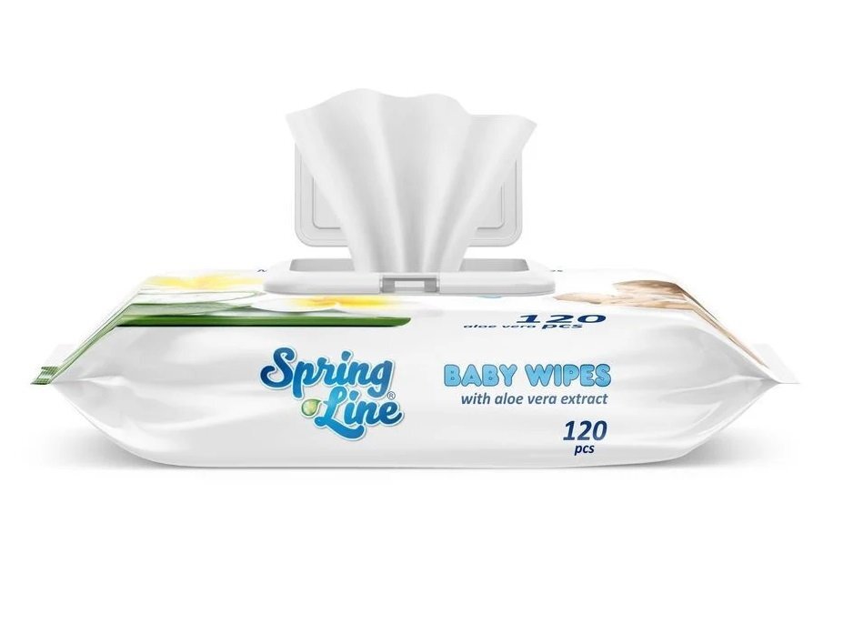 DOCTOR WIPES Servetele umede pentru bebelusicopii Spring Line Pop Up cu Aloe 120 bucati ambalaj cu capac