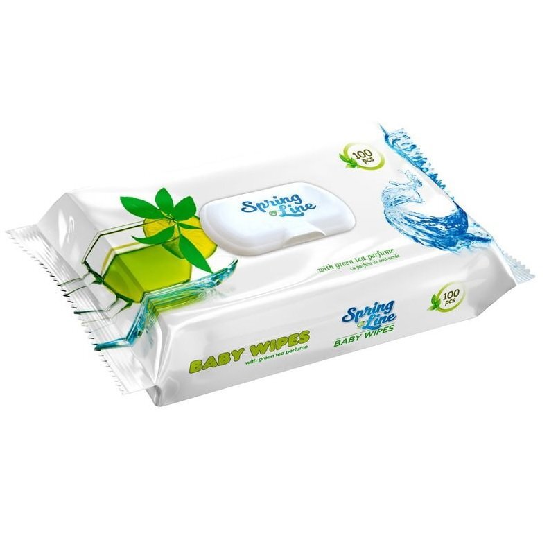 DOCTOR WIPES Servetele umede Spring Line Pop Up 100 bucati cu parfum Ceai verde ambalaj cu capac