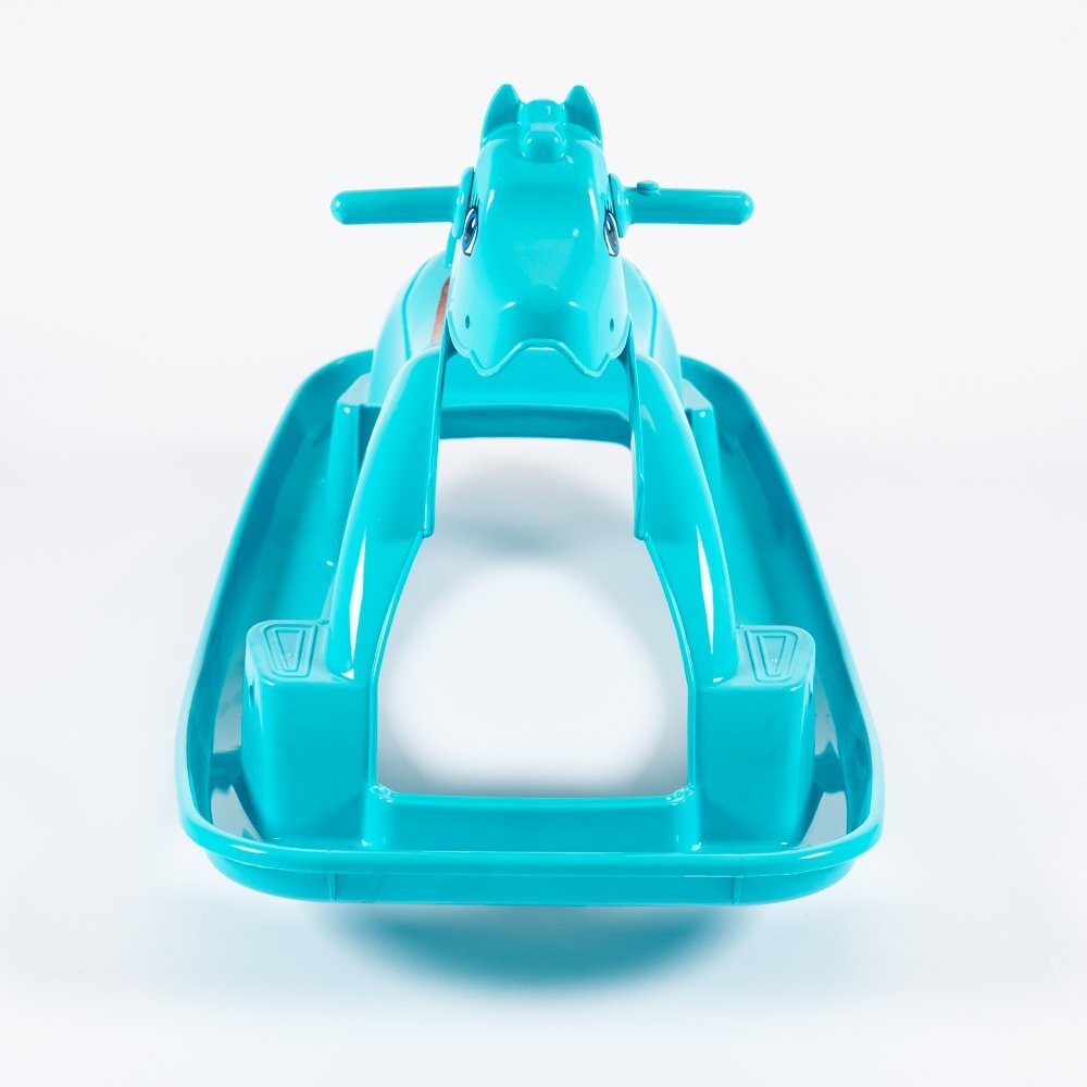 Doloni Calut balansoar pentru copii Turquoise design ergonomic cu manere de siguranta si sezut confortabil dimensiune 89.7 x 53.1 x 55 cm
