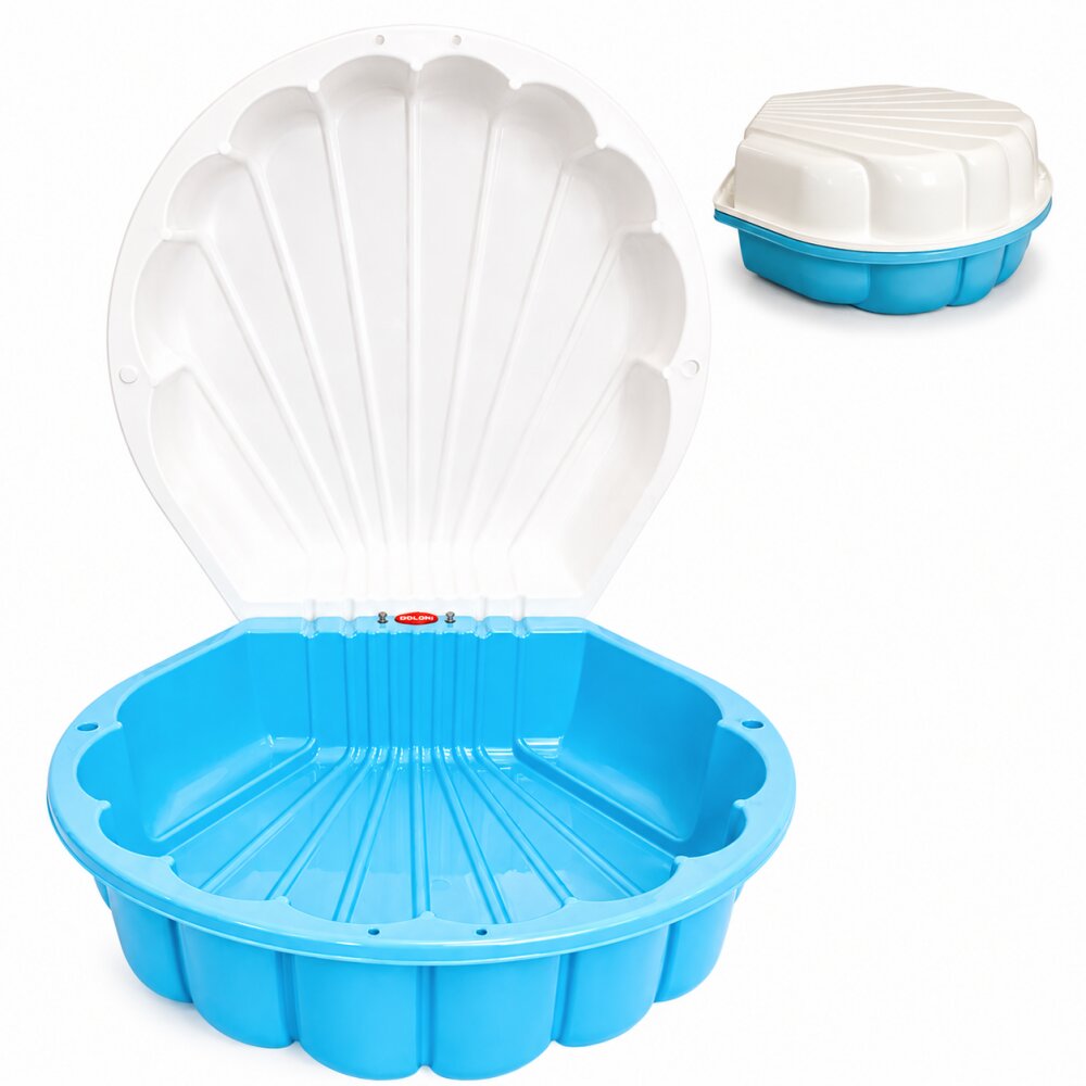 Doloni Capsula de joaca 2-in-1 Piscina si Nisipar pentru copii BlueWhite Shell dimensiune 79.5 x 86 x 37.7 cm