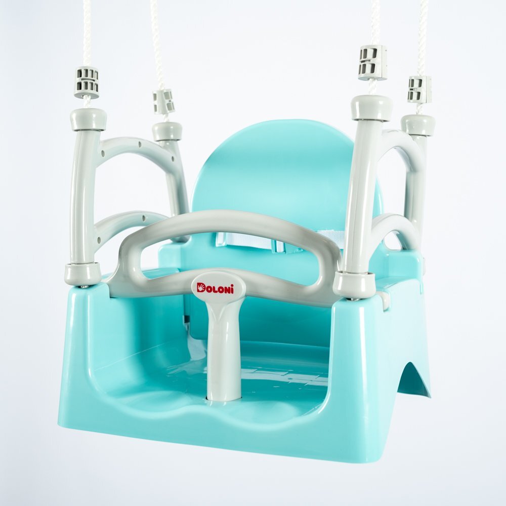 Doloni Leagan suspendabil 3 in 1 pentru copii GreyTurquoise cu suport spate opritor picioare centura siguranta dimensiune 33 x 39.7 x 41.1 cm