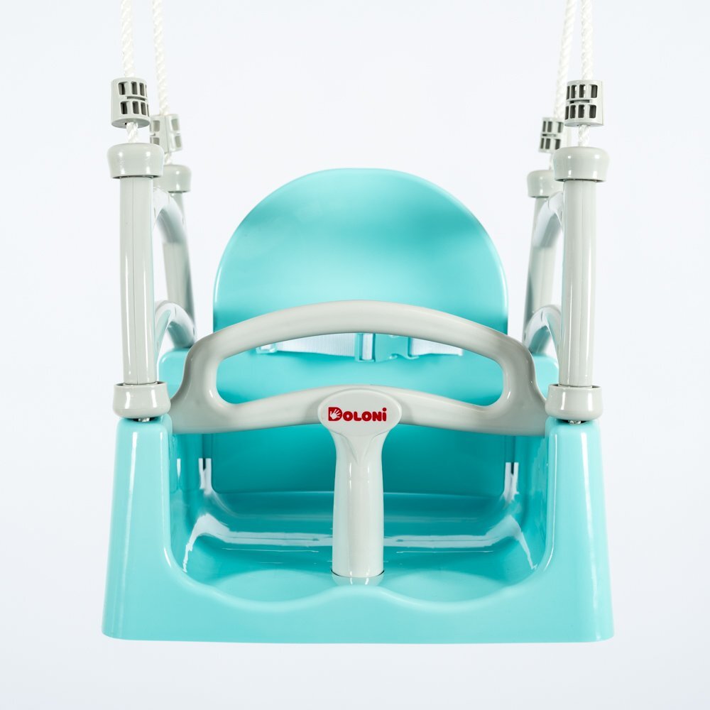 Doloni Leagan suspendabil 3 in 1 pentru copii GreyTurquoise cu suport spate opritor picioare centura siguranta dimensiune 33 x 39.7 x 41.1 cm