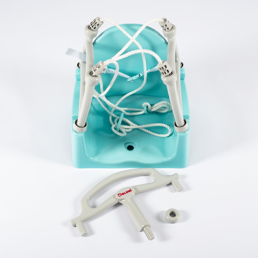 Doloni Leagan suspendabil 3 in 1 pentru copii GreyTurquoise cu suport spate opritor picioare centura siguranta dimensiune 33 x 39.7 x 41.1 cm