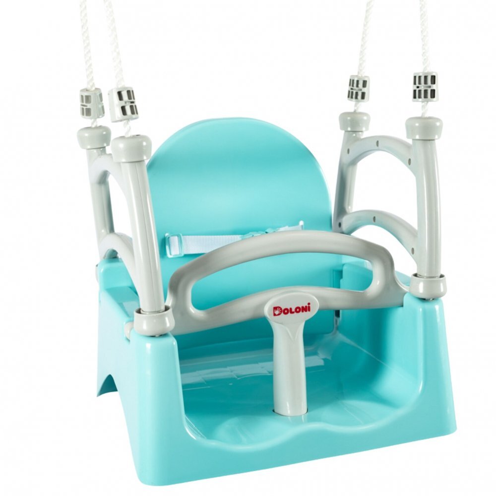 Doloni Leagan suspendabil 3 in 1 pentru copii GreyTurquoise cu suport spate opritor picioare centura siguranta dimensiune 33 x 39.7 x 41.1 cm
