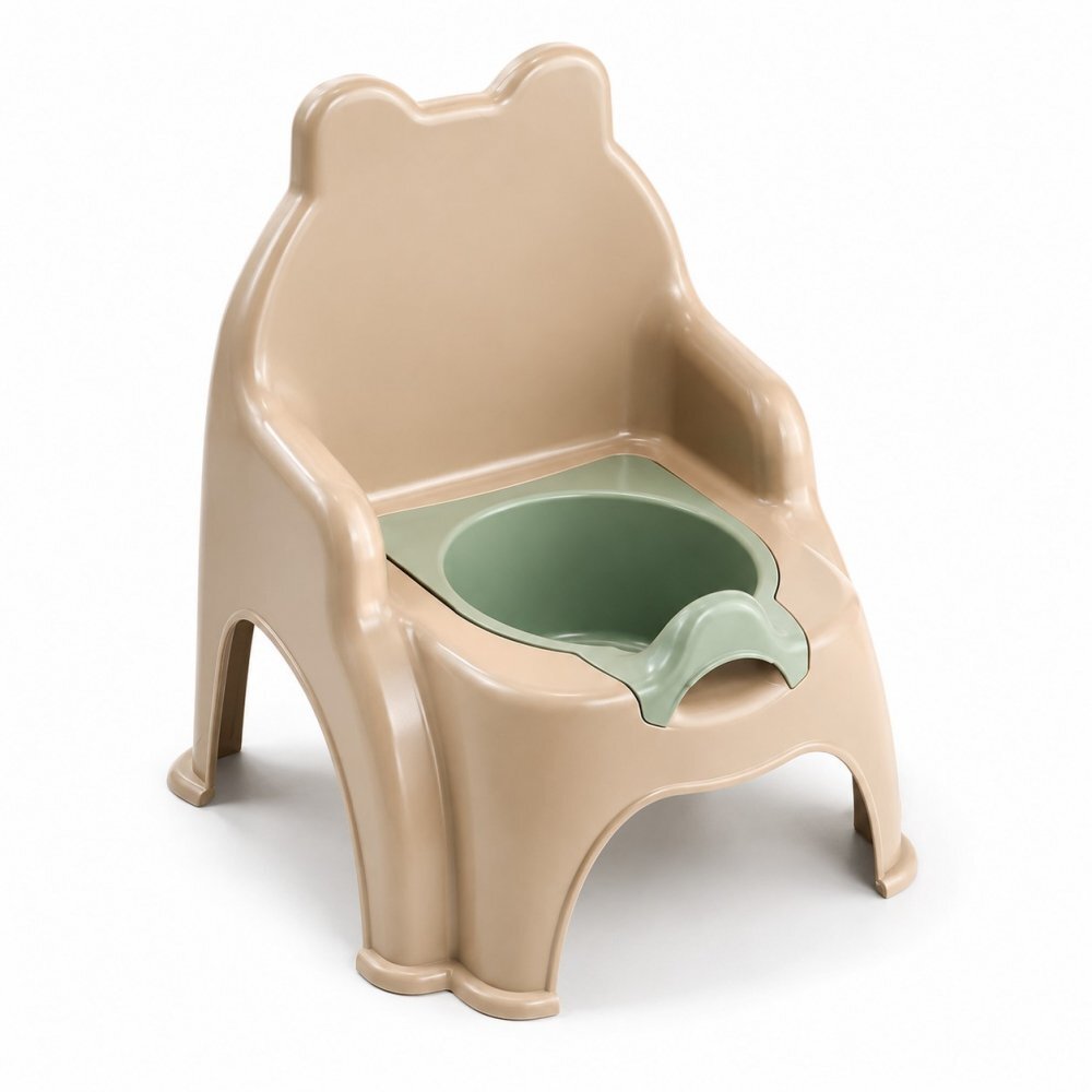 Doloni Olita pentru copii BeigeBrown Tiger design robust cu spatar inalt cotiere si vas colector detasabil dimensiune 38 x 29 x 30 cm
