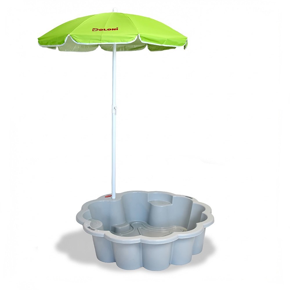 Doloni Piscina si ladita de nisip 2-in-1 pentru copii Grey Flower 80 x 87 x 20 cm design multifunctional cu Umbrela reglabila inclusa