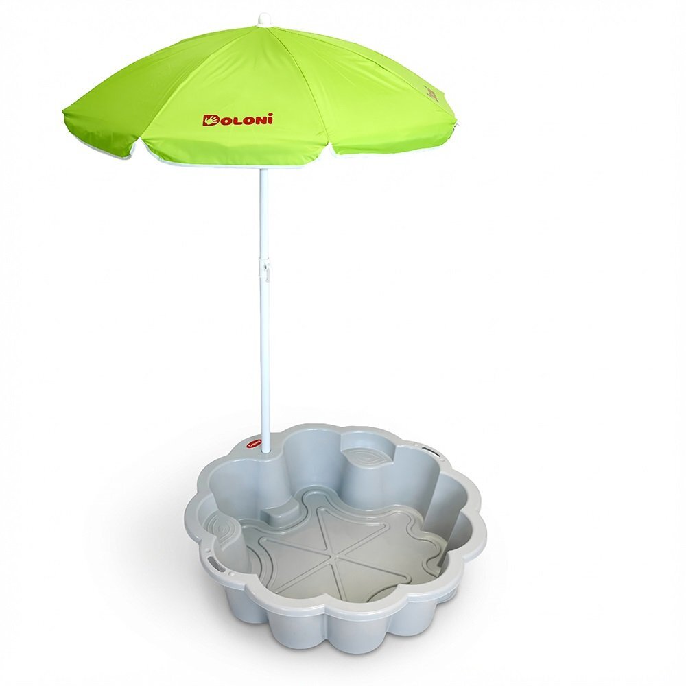 Doloni Piscina si ladita de nisip 2-in-1 pentru copii Grey Flower 80 x 87 x 20 cm design multifunctional cu Umbrela reglabila inclusa