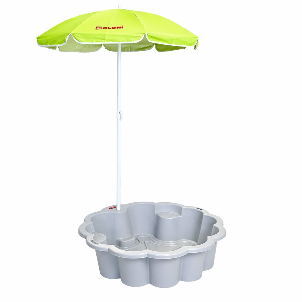 Doloni Piscina si ladita de nisip 2-in-1 pentru copii Grey Flower 80 x 87 x 20 cm design multifunctional cu Umbrela reglabila inclusa