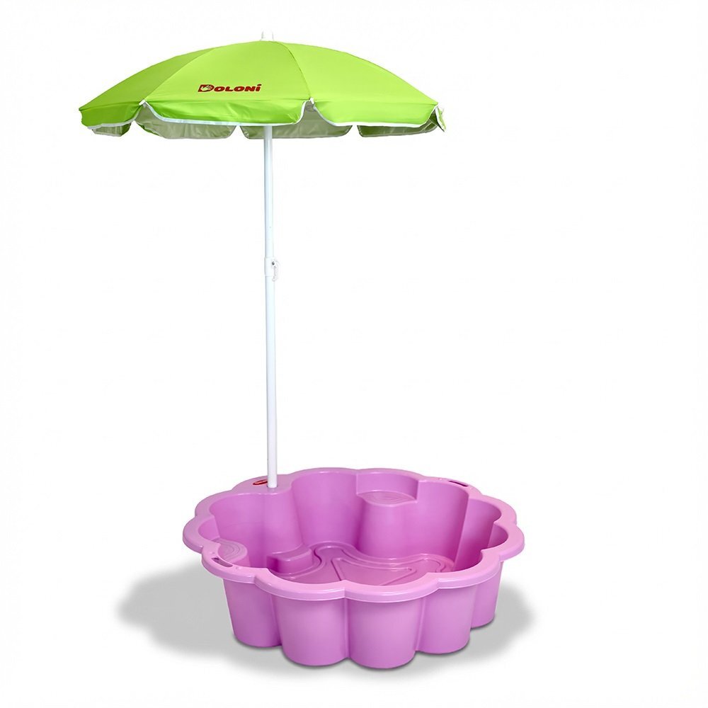 Doloni Piscina si ladita de nisip 2-in-1 pentru copii Pink Flower 80 x 87 x 20 cm design multifunctional cu Umbrela reglabila inclusa