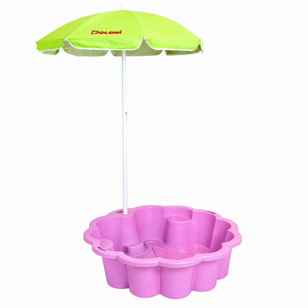 Doloni Piscina si ladita de nisip 2-in-1 pentru copii Pink Flower 80 x 87 x 20 cm design multifunctional cu Umbrela reglabila inclusa