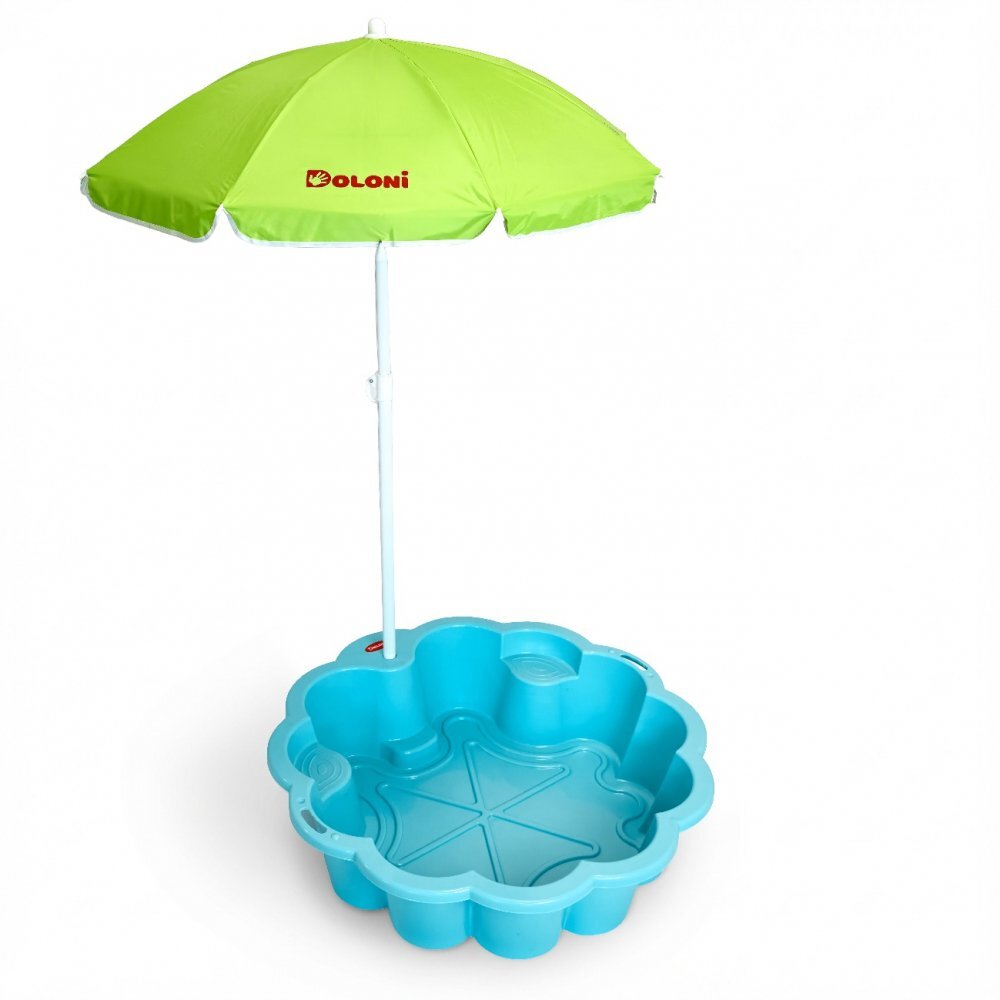 Doloni Piscina si ladita de nisip 2-in-1 pentru copii Turquoise Flower 80 x 87 x 20 cm design multifunctional cu Umbrela reglabila inclusa