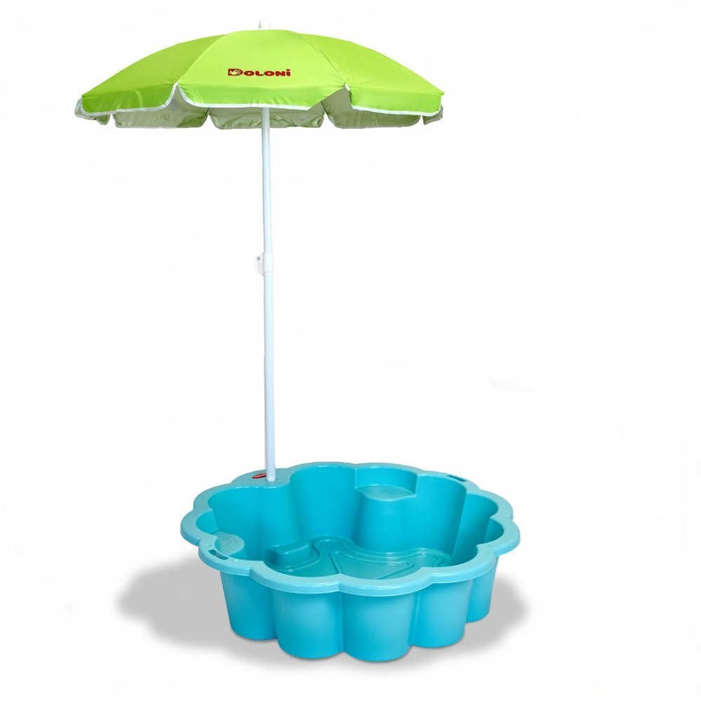 Doloni Piscina si ladita de nisip 2-in-1 pentru copii Turquoise Flower 80 x 87 x 20 cm design multifunctional cu Umbrela reglabila inclusa