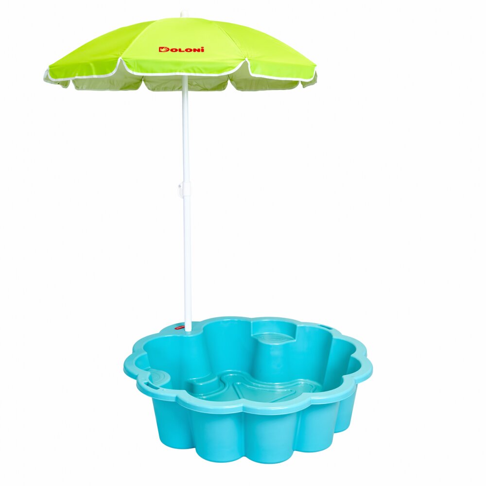 Doloni Piscina si ladita de nisip 2-in-1 pentru copii Turquoise Flower 80 x 87 x 20 cm design multifunctional cu Umbrela reglabila inclusa
