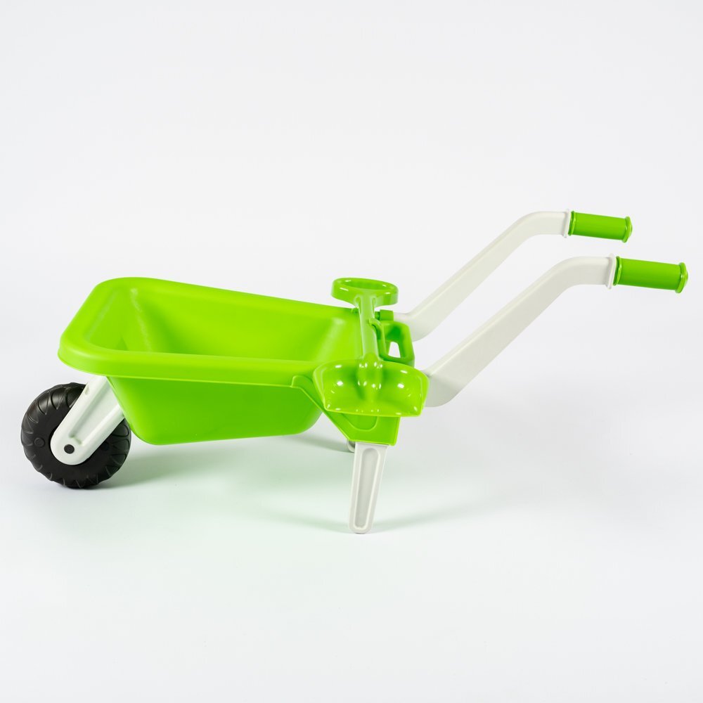 Doloni Roaba de jucarie pentru copii Green cu manere ergonomice si lopata de lucru inclusa dimensiune 87 x 50 x 38 cm