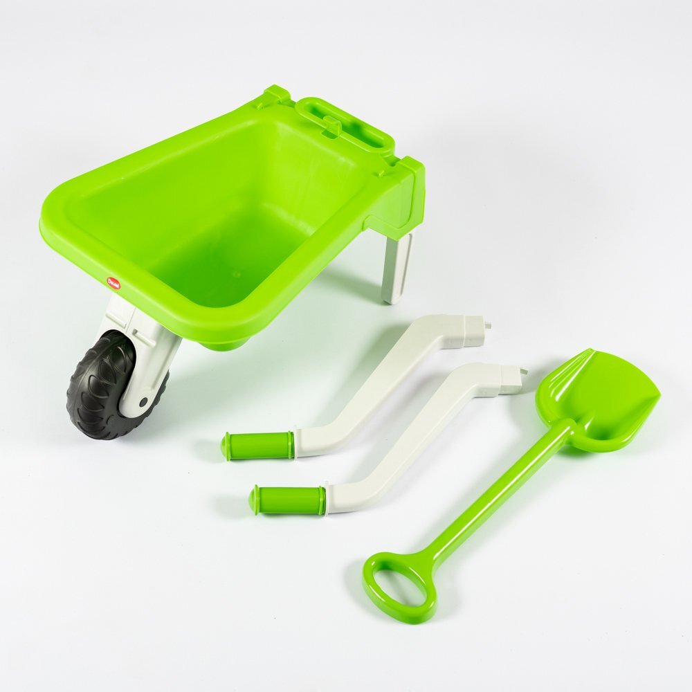 Doloni Roaba de jucarie pentru copii Green cu manere ergonomice si lopata de lucru inclusa dimensiune 87 x 50 x 38 cm