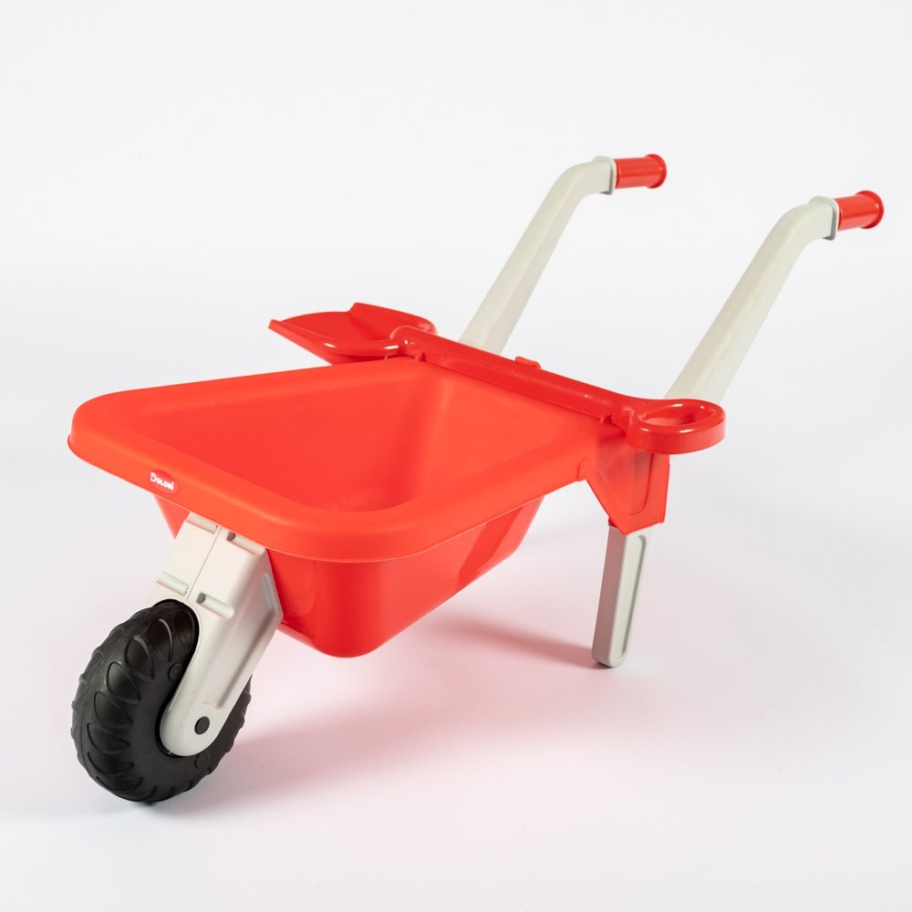 Doloni Roaba de jucarie pentru copii Red cu manere ergonomice si lopata de lucru inclusa dimensiune 87 x 50 x 38 cm
