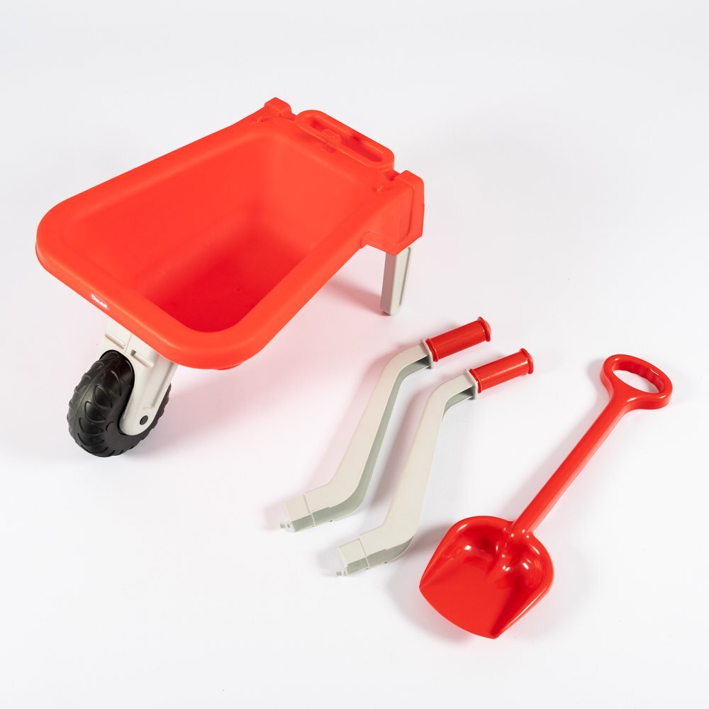 Doloni Roaba de jucarie pentru copii Red cu manere ergonomice si lopata de lucru inclusa dimensiune 87 x 50 x 38 cm