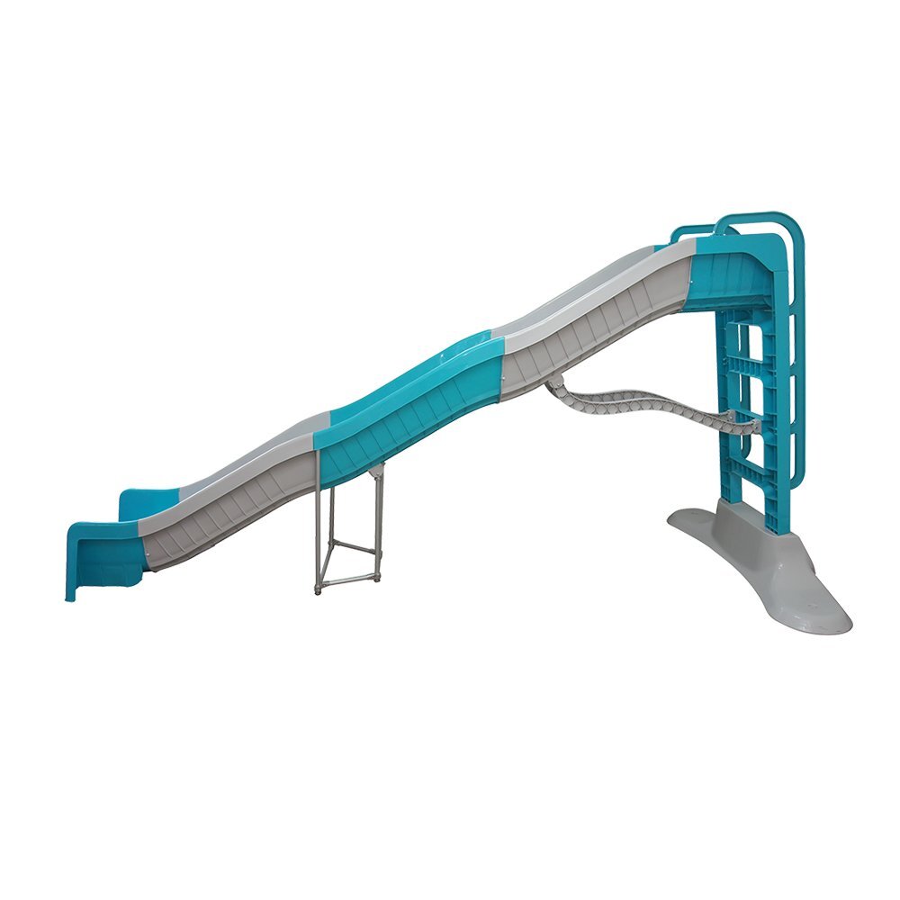 Doloni Tobogan gigant pentru copii Mega Slide WhiteTurquoise panta 400 cm cu Water effect margini rotunjite si manere de sprijin
