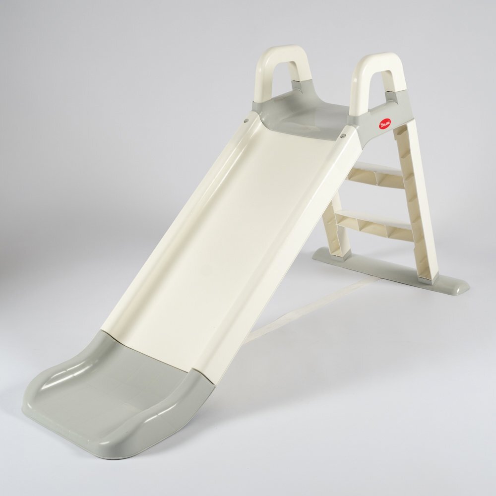 Doloni Tobogan pentru copii WhiteGrey cu trepte si manere de sustinere dimensiune 144.5 x 60.2 x 79.2 cm