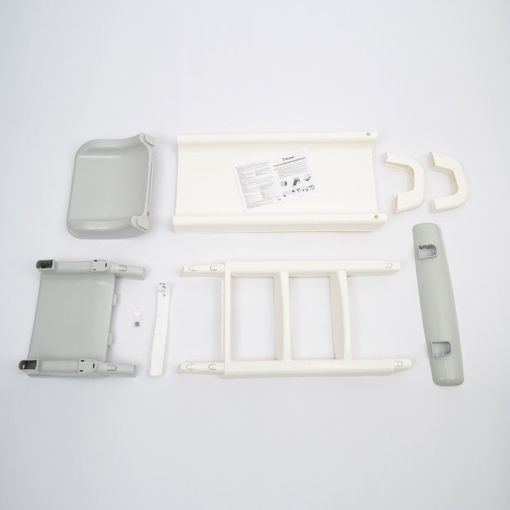 Doloni Tobogan pentru copii WhiteGrey cu trepte si manere de sustinere dimensiune 144.5 x 60.2 x 79.2 cm