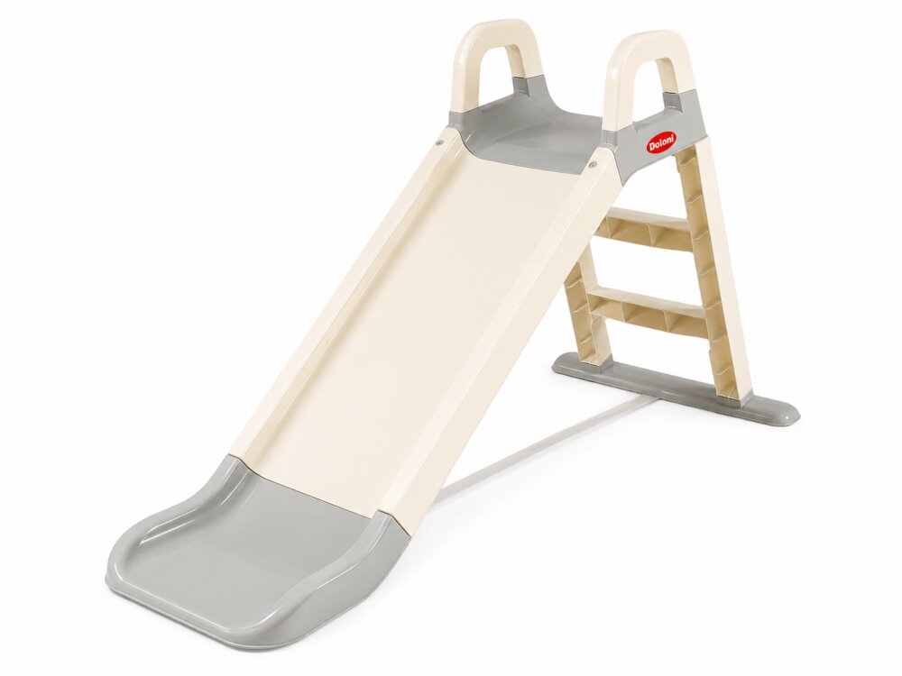 Doloni Tobogan pentru copii WhiteGrey cu trepte si manere de sustinere dimensiune 144.5 x 60.2 x 79.2 cm