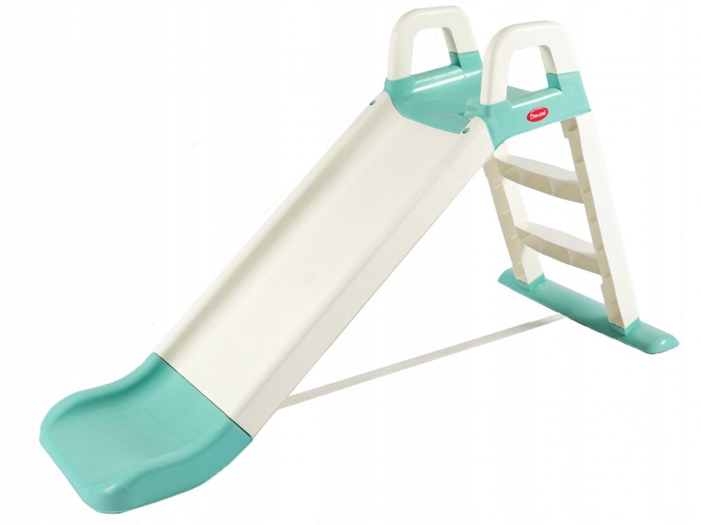 Doloni Tobogan pentru copii WhiteTurquoise cu trepte si manere de sustinere dimensiune 144.5 x 60.2 x 79.2 cm