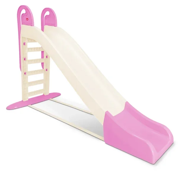 Doloni Tobogan pentru copii XXL WhitePink cu trepte si manere ergonomice de sustinere dimensiune 243.8 x 100 x 149.3 cm