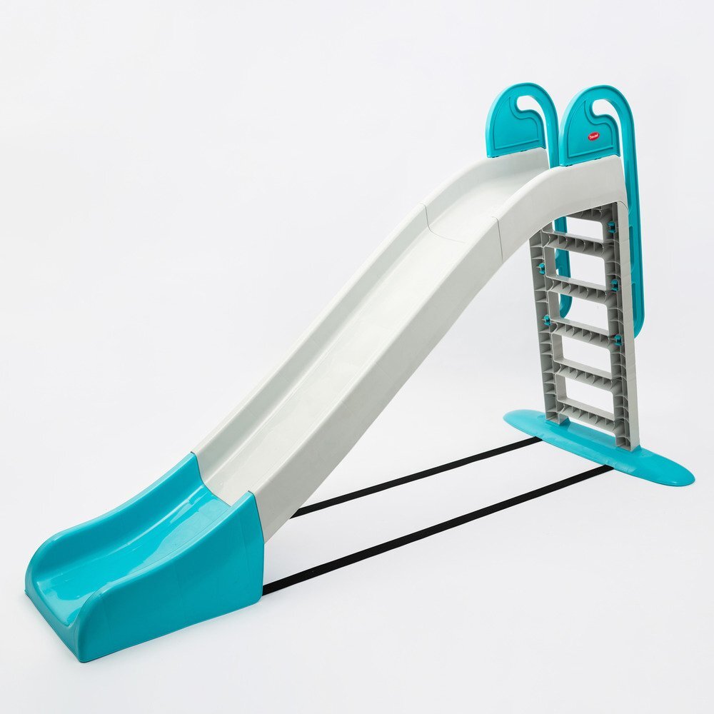Doloni Tobogan pentru copii XXL WhiteTurquoise cu trepte si manere ergonomice de sustinere dimensiune 243.8 x 100 x 149.3 cm