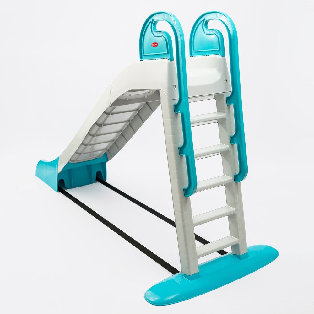 Doloni Tobogan pentru copii XXL WhiteTurquoise cu trepte si manere ergonomice de sustinere dimensiune 243.8 x 100 x 149.3 cm