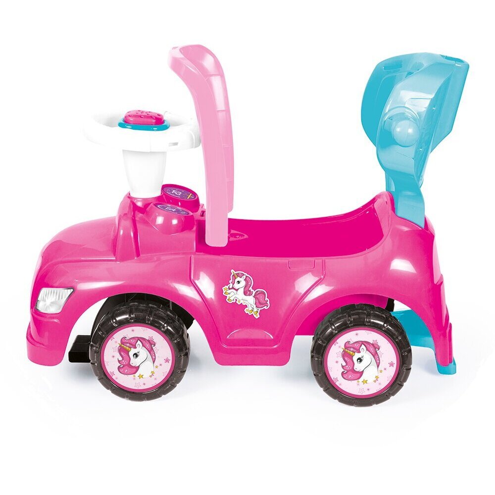 DOLU Masinuta copii de impins 4 in 1 Step car Unicorn cu maner detasabil sunete amuzante spatiu depozitare sub scaun Suport pentru picioare detasabil bara de protectie