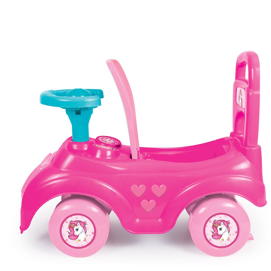 DOLU Masinuta copii Ride-On fara pedale Unicorn cu spatiu de depozitare sub scaun spatar claxon destinata copiilor de la 12 luni