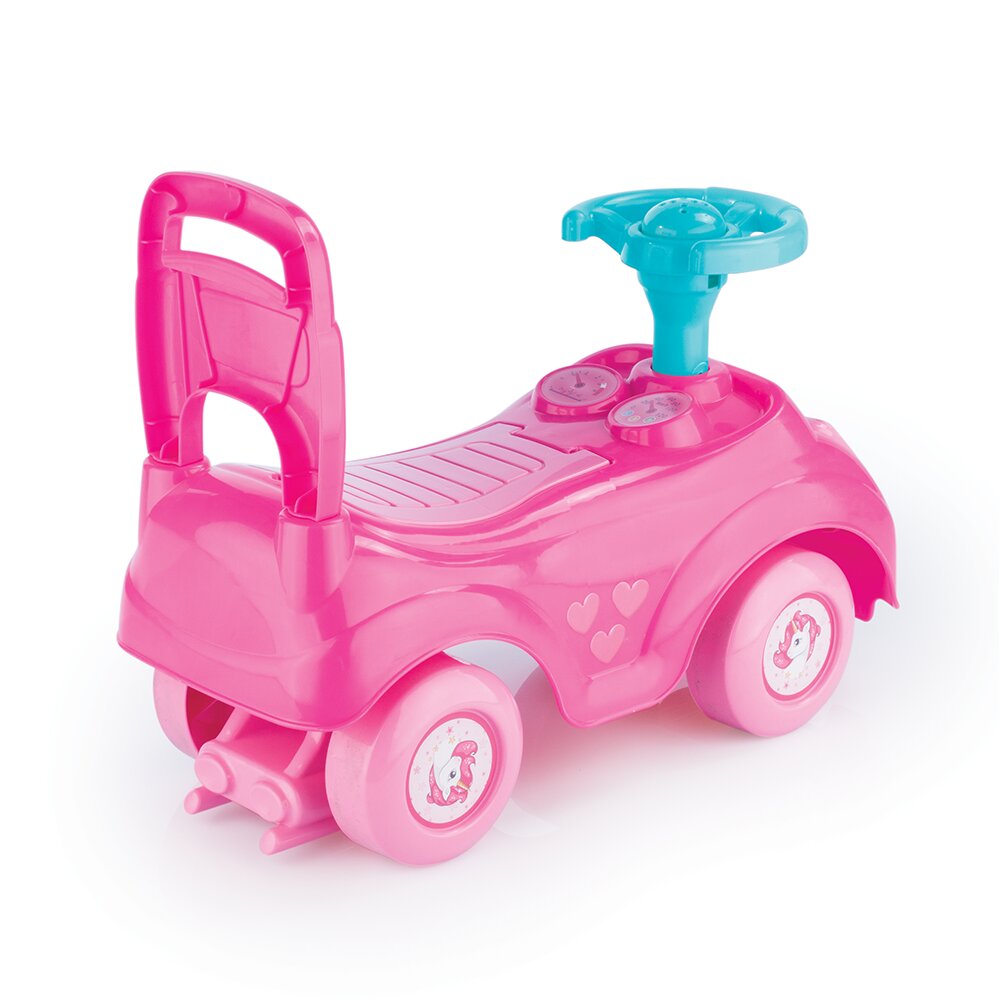 DOLU Masinuta copii Ride-On fara pedale Unicorn cu spatiu de depozitare sub scaun spatar claxon destinata copiilor de la 12 luni