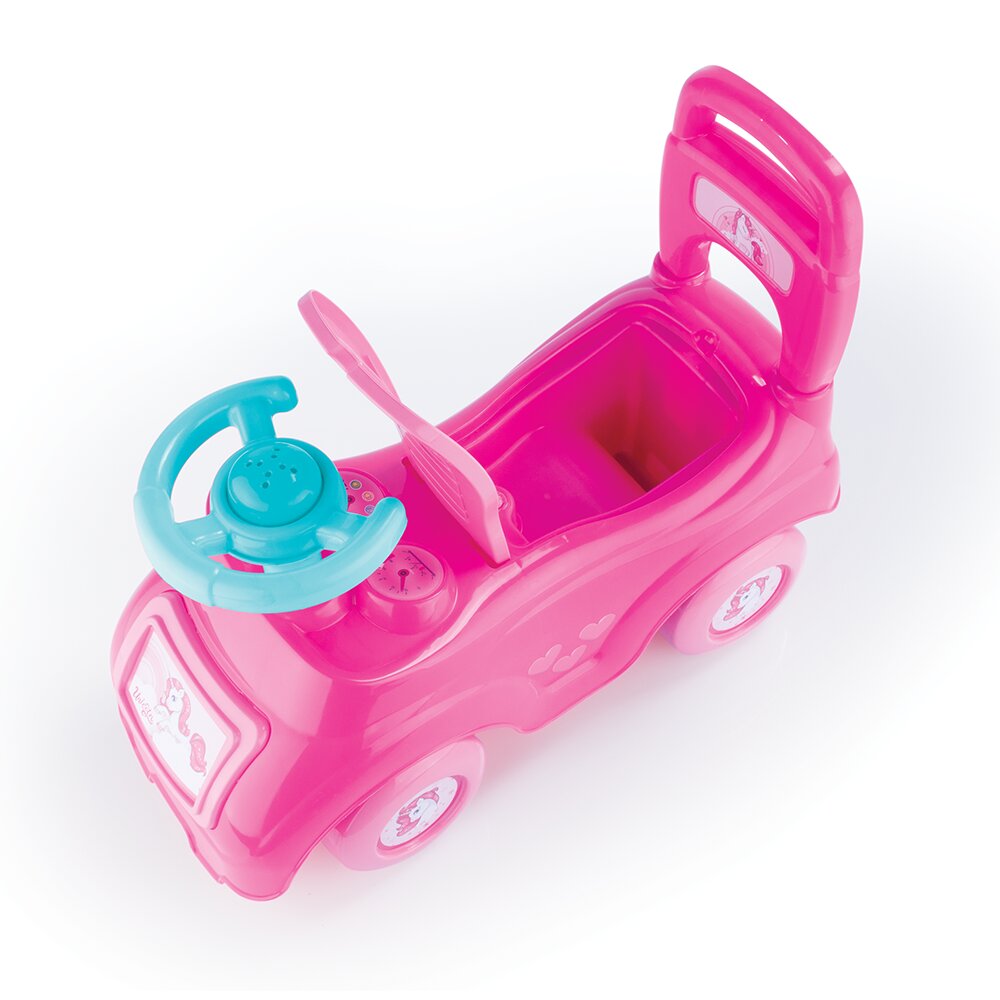 DOLU Masinuta copii Ride-On fara pedale Unicorn cu spatiu de depozitare sub scaun spatar claxon destinata copiilor de la 12 luni