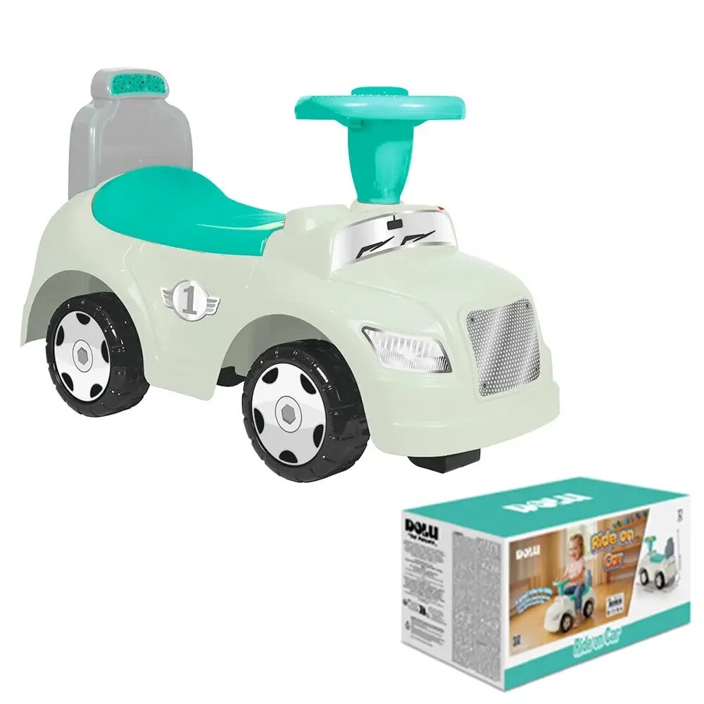 DOLU Masinuta pentru copii fara pedale Step Car Pastel 2 in 1 cu spatar si spatiu de depozitare sub scaun volan cu sunet de la 12 luni pana la 23 kg