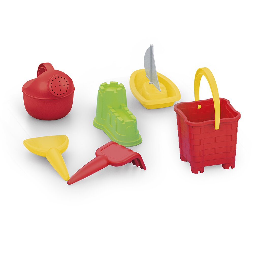 DOLU Masuta de activitati 3 in 1 pentru copii multicolor include galetusa stropitoare grebla lopatica barcuta o forma pentru nisip