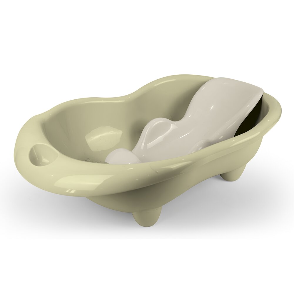 Dolu Nuve Cadita cu suport anatomic Hippo verde eco designul usor si compact cu dop de scurgere 6 luni+