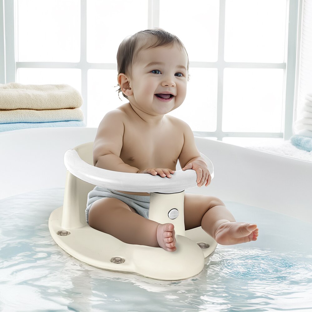Dolu Nuve Scaun de baie pentru bebelusi design ergonomic greutate suportata 15 kg 6 luni+ bej