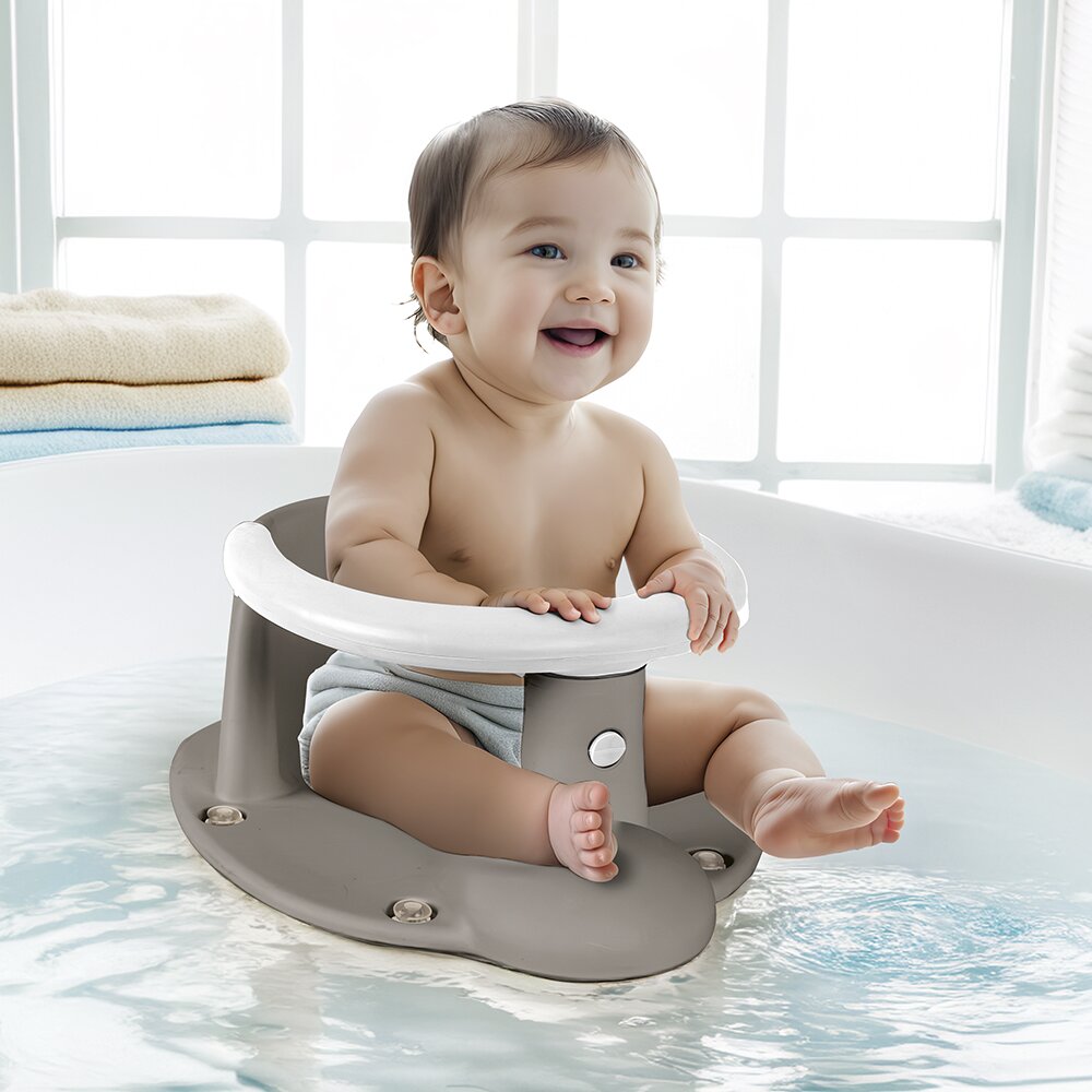 Dolu Nuve Scaun de baie pentru bebelusi design ergonomic greutate suportata 15 kg 6 luni+ gri mat