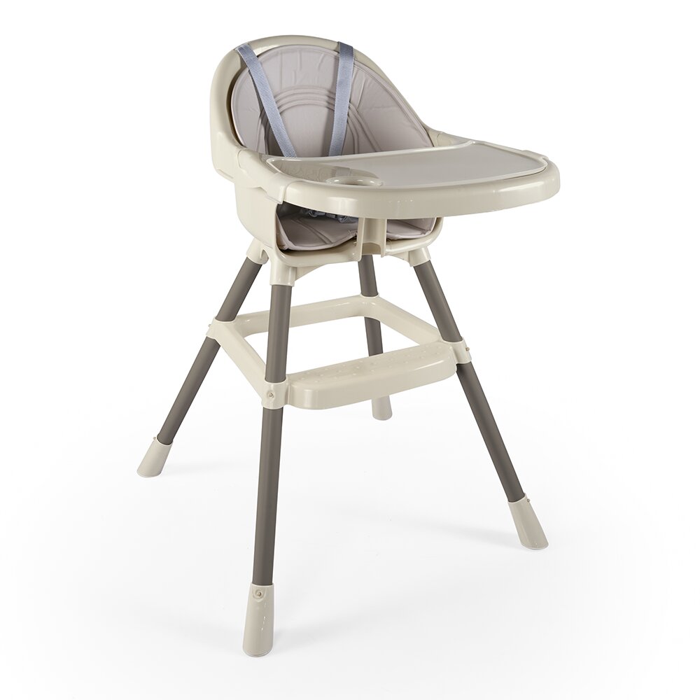 Dolu Nuve Scaun de masa premium cu perna bej centura de siguranta in 3 puncte perna moale si ergonomica tava detasabila greutate suportata 15 kg