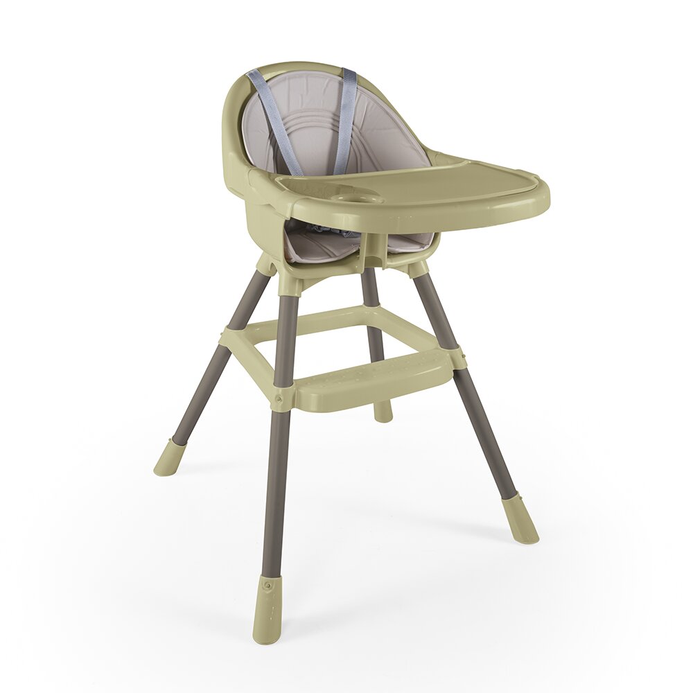 Dolu Nuve Scaun de masa premium cu perna verde eco centura de siguranta in 3 puncte perna moale si ergonomica tava detasabila greutate suportata 15 kg