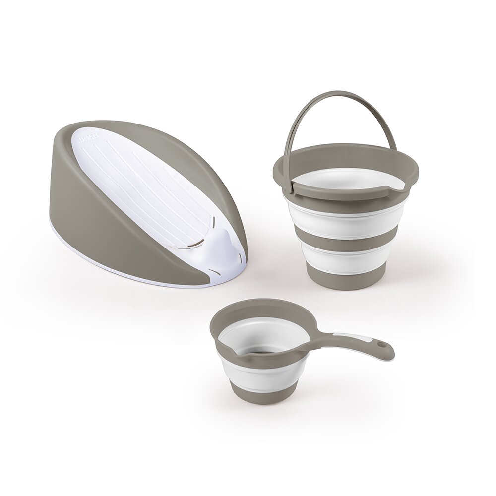 Dolu Nuve Set 3 in 1 cu suport anatomic pentru cadita cana si galetusa cu design pliabil gri