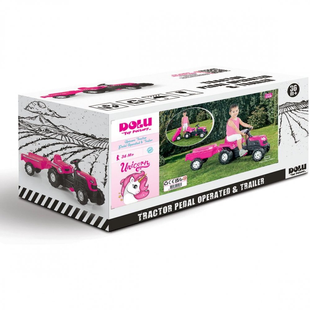 DOLU Tractor cu pedale si remorca Unicorn