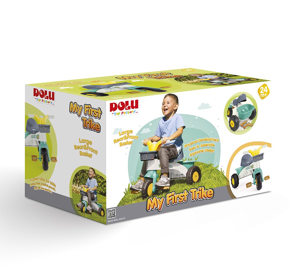 DOLU Tricicleta pentru copii My 1st trike cu pedale claxon si cosulet pentru accesorii de la varsta de 2 ani si pana la 30 kg