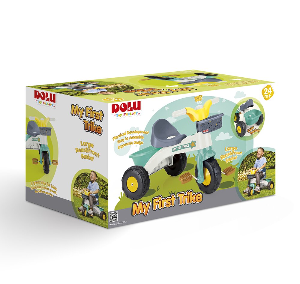 DOLU Tricicleta pentru copii My 1st trike cu pedale claxon si cosulet pentru accesorii de la varsta de 2 ani si pana la 30 kg