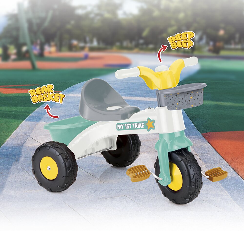 DOLU Tricicleta pentru copii My 1st trike cu pedale claxon si cosulet pentru accesorii de la varsta de 2 ani si pana la 30 kg