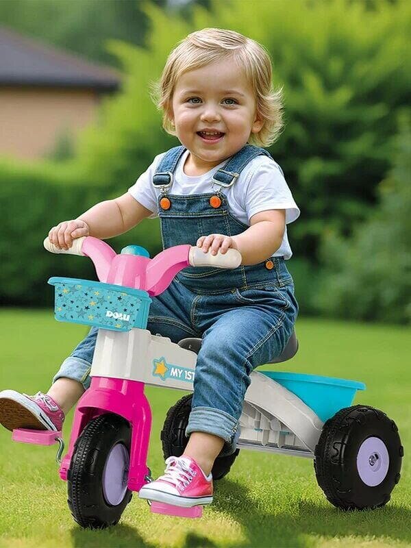 DOLU Tricicleta pentru copii My first trike Roz cu claxon si 2 cosulete