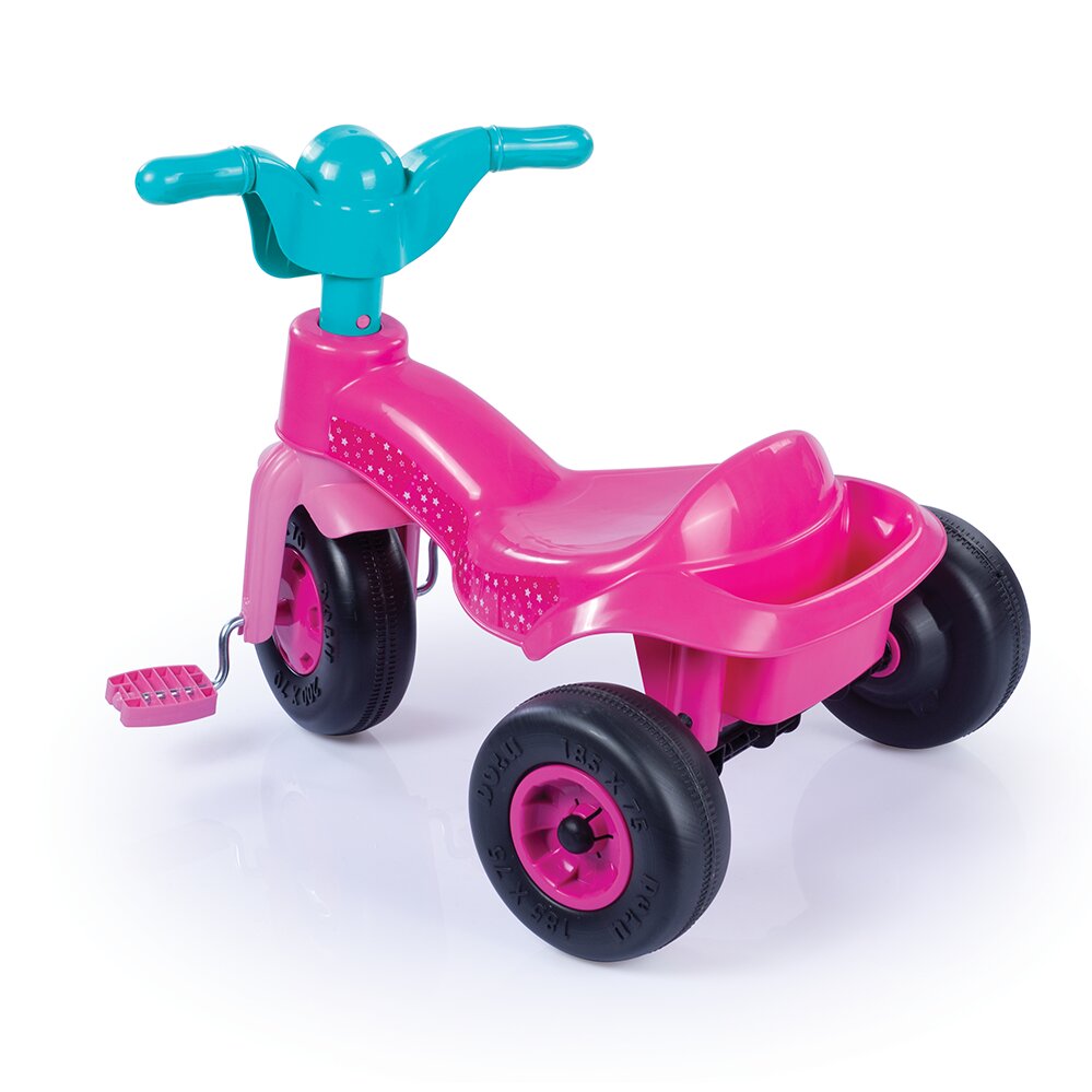 DOLU Tricicleta pentru copii Unicorn din plastic cu roti late si cosulet pentru accesorii