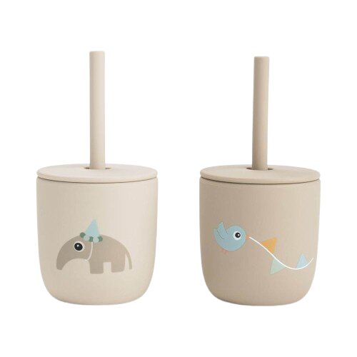 Done by Deer Set 2 cani cu pai din silicon Celebration sand 2 x 120 ml